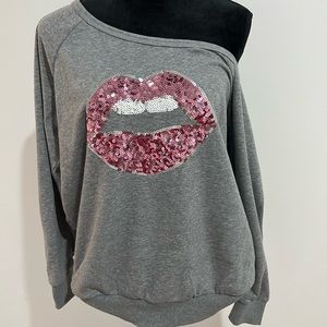 Torrid Pink Sequins Lips Sweatshirt